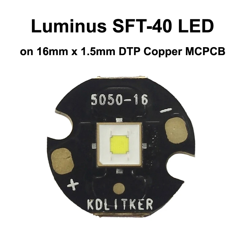 Luminus SFT-40 Neutral White 5000K Long Throw SMD 5050 LED Emitter on KDLITKER DTP Copper MCPCB Flashlight DIY Hunting Light