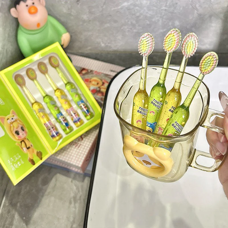 4-Pack of Children's Soft-Bristle Toothbrushes with Cute Cartoon Design and Soft Bristles for Deep Cleaning