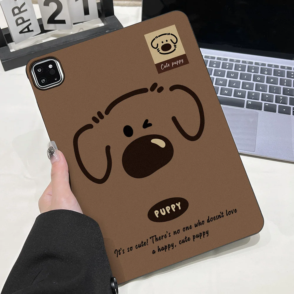 Korean Retro Style Simple Puppy Dog Tablet Protective Case For Apple iPad Air 11 2025 2026 Pro 12.9 13 10.5 Mini 2024 Anti‑Slip