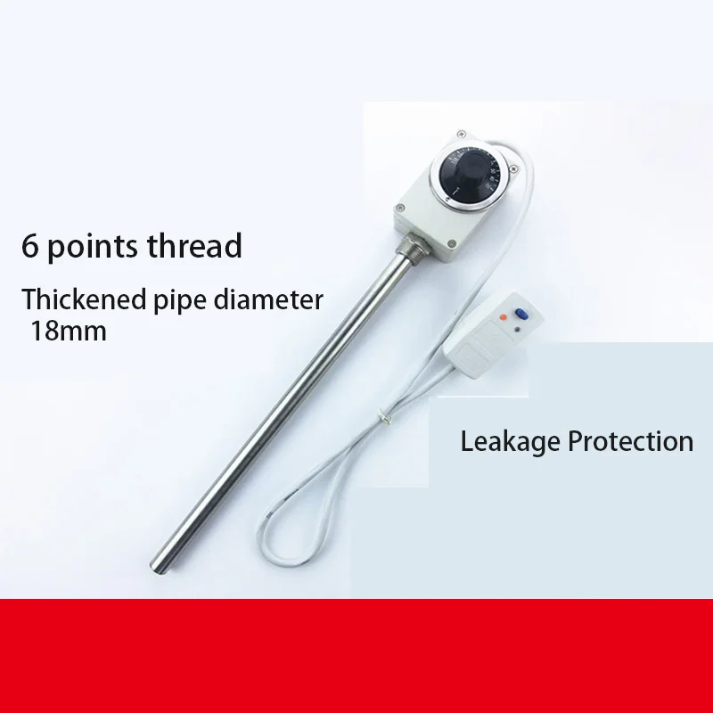 

6-Port Stainless Steel Electric Heating Tube Adjustable Temp with Thermostat & Leak Protection for Home Radiator Water Heater