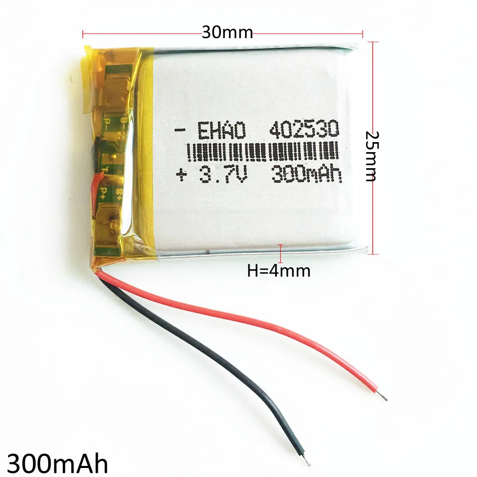 3.7V 300mAh Lipo Rechargeable Battery Li ion Cells 402530 042530 Power For MP3 GPS Bluetooth Headset Camera Smart Watch