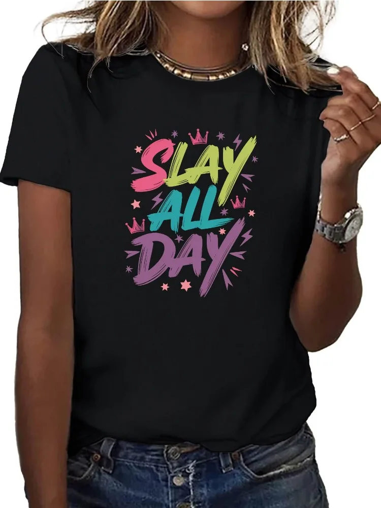 

Wild Forest Print Crew Neck T-Shirt Women's Spring/Summer/Fall Casual Short-Sleeve Top Cotton Shirt Harajuku Top