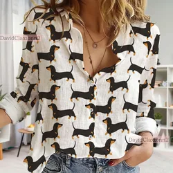 Women's Vintage Tattoo Retro Long Sleeved Linen Shirt 3D Print Streetawear Harajuku Women Casual Button-Down Shirts Long Sleeves