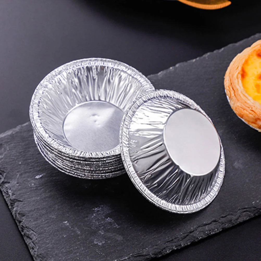 

100 Pcs Egg Tart Mold Kitchen Gadget Baking Tools Tinfoil Trays Tartlet Pie Muffin Liners Dish with Lid