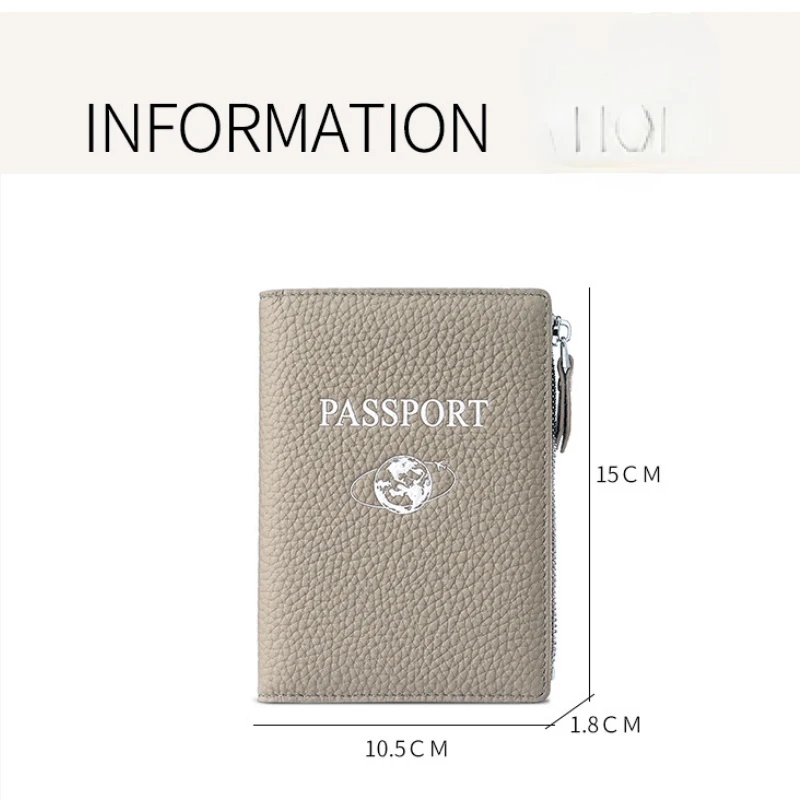 RFID Passport Holder Travel Wallet Compact for Women Leather Passport Cover Wallet with Zipper Pocket Travel Organizer