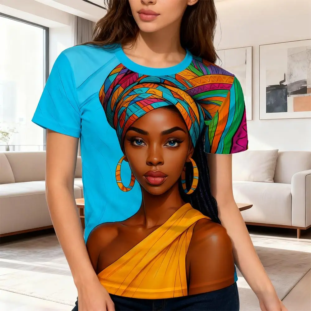 

Women's Summer Casual Art Print T-Shirts New Ethnic Style Abstract Portrait Pattern Tops Street Style Colorful Art Short Sleeve