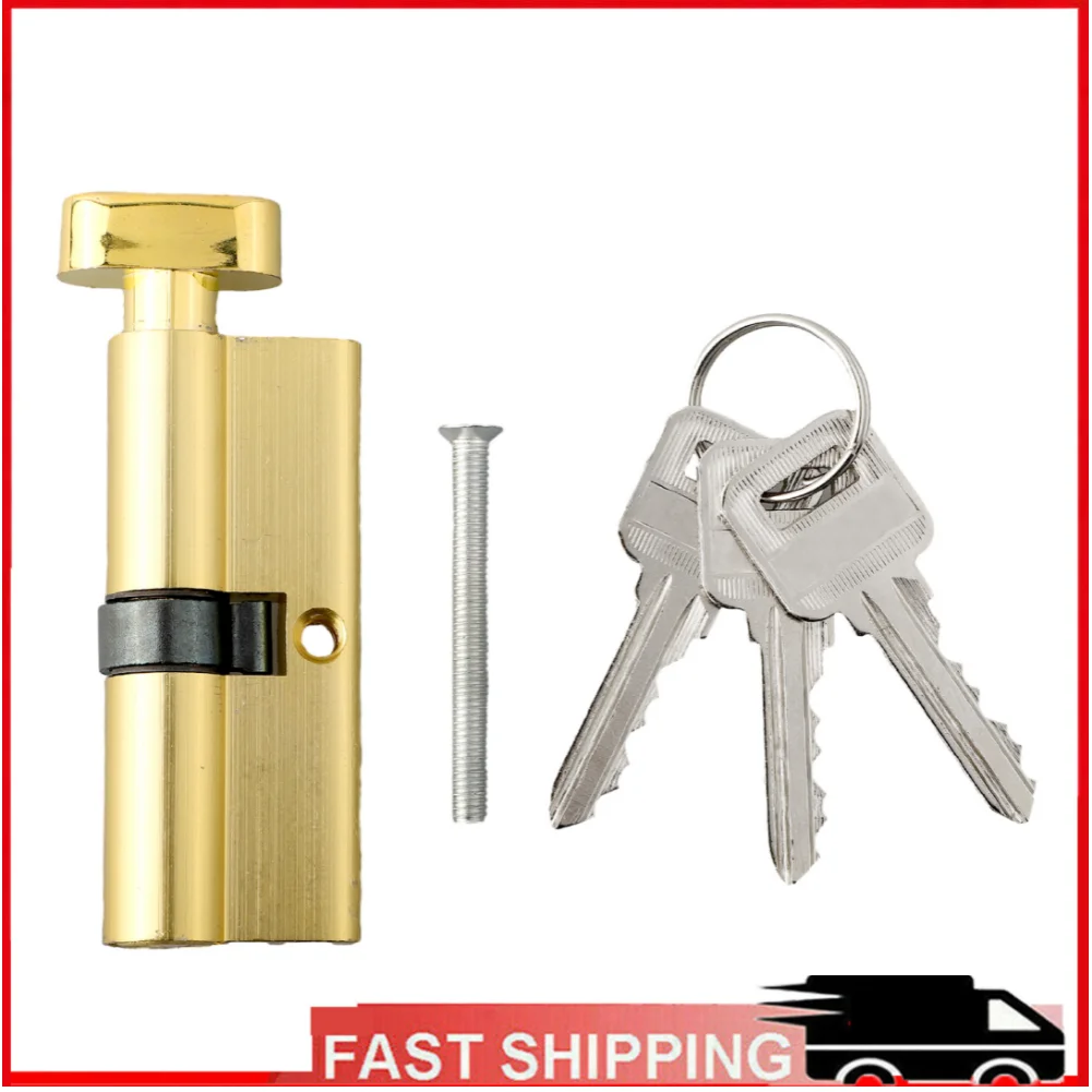 

Door Lock Cylinder Anti-Theft Entrance Lock Aluminum Lock Large Cylinder Size Knob With 3 Keys For Interior Doors Office Doors