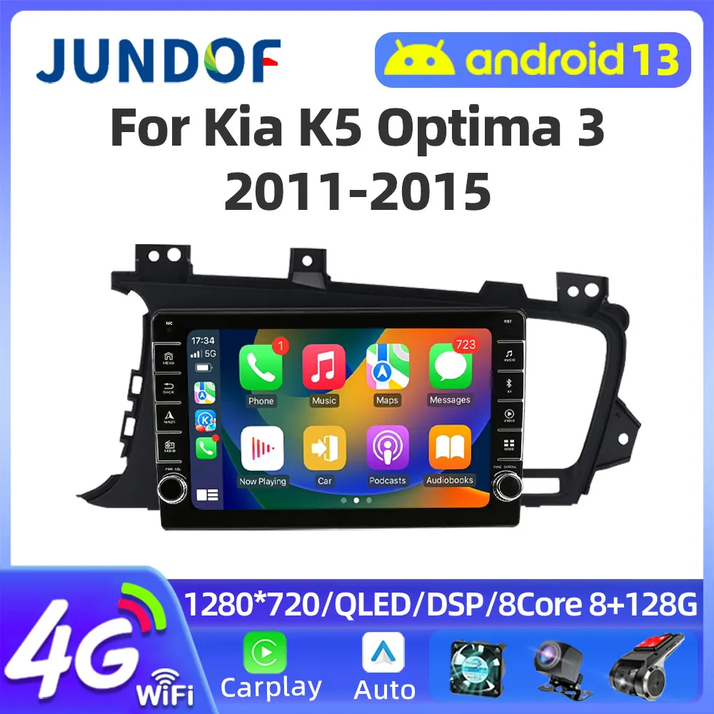 

Jundof QLED Screen Android 13 Car Carplay For Kia K5 Optima 3 2011-2015 4G Multimedia Radio GPS DSP WIFI Player Video Navigatio