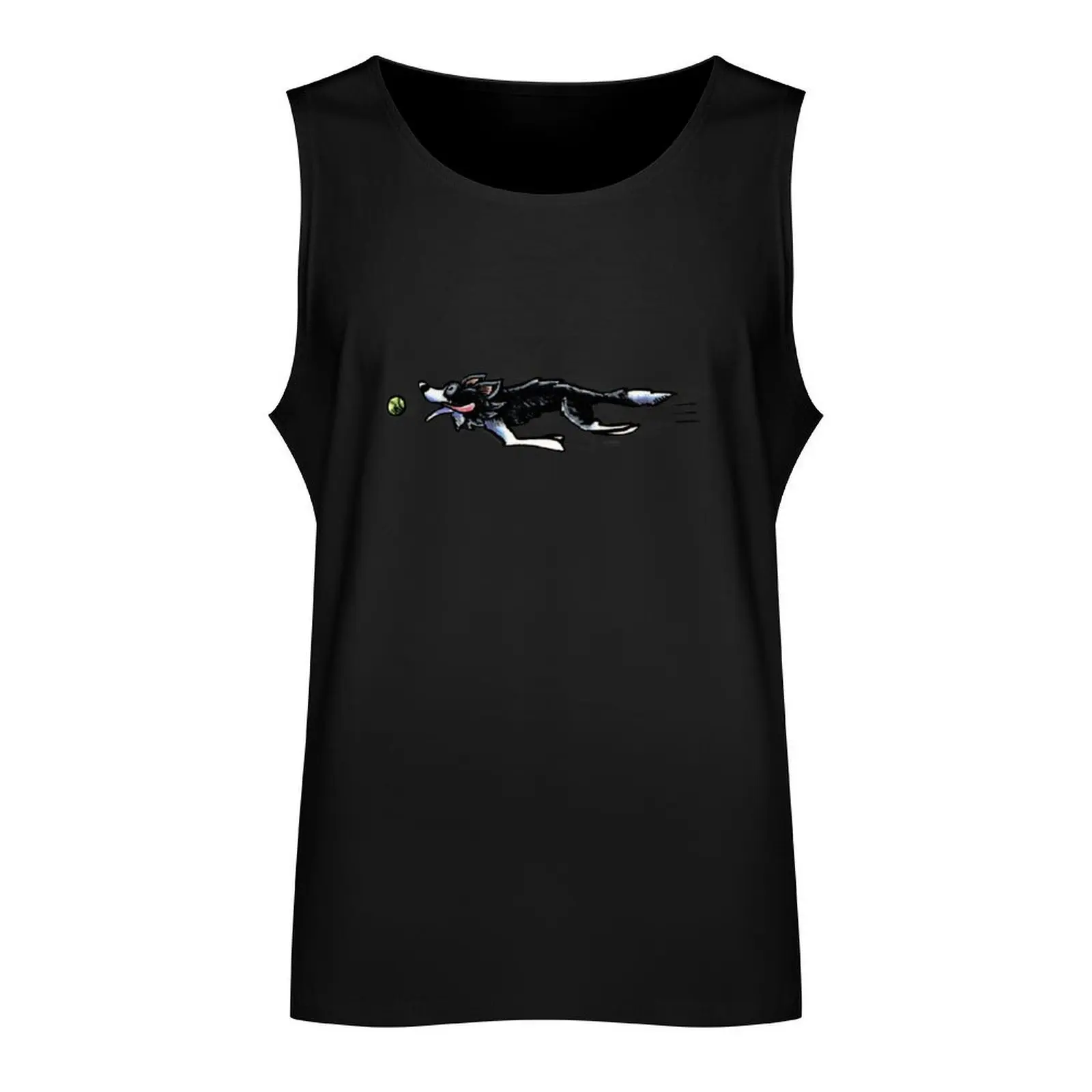 Border Collie in Action Tank Top training weight vest men clothings gym clothes for man