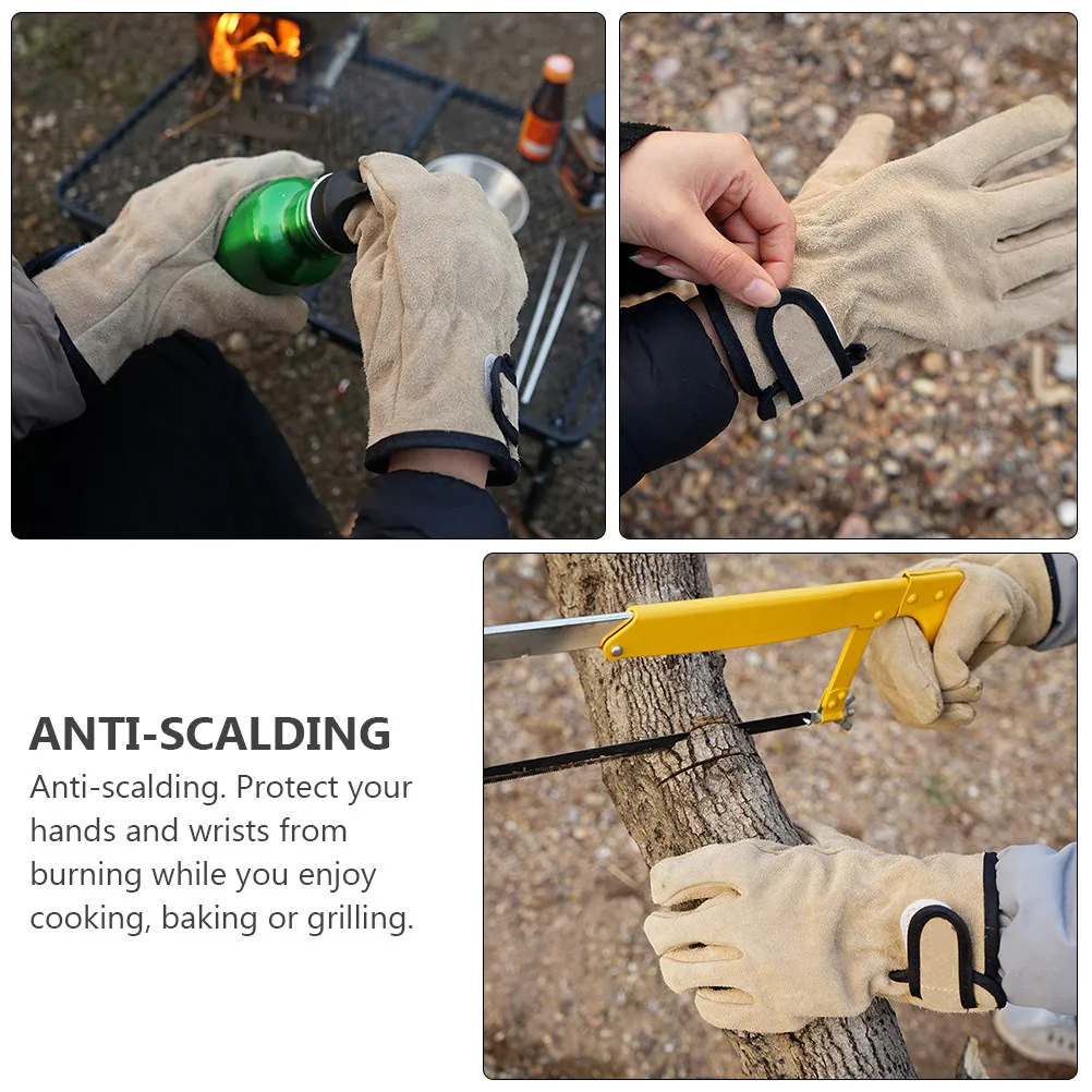1Pair Premium Flexible Grip Heat Resistant Gloves for Bbq Grilling Baking Campfire Cooking Fireplace Oven Stove Camping Outdoor