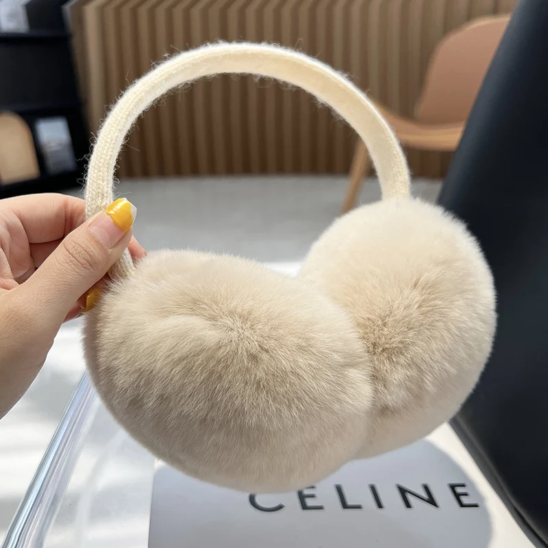 MPPM Cute Headphones Women Genuine Real Rabbit Fur Warm paraorecchie fasce accessori invernali per le donne Ear Cover per l'inverno