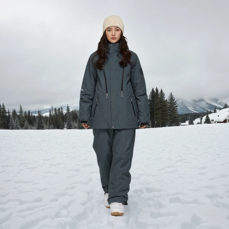 

2025 New Women's Man Set Female Solid Color Warm Pants Windproof Waterproof WinterThermal Fashion Male Snowboard Skiing Suit