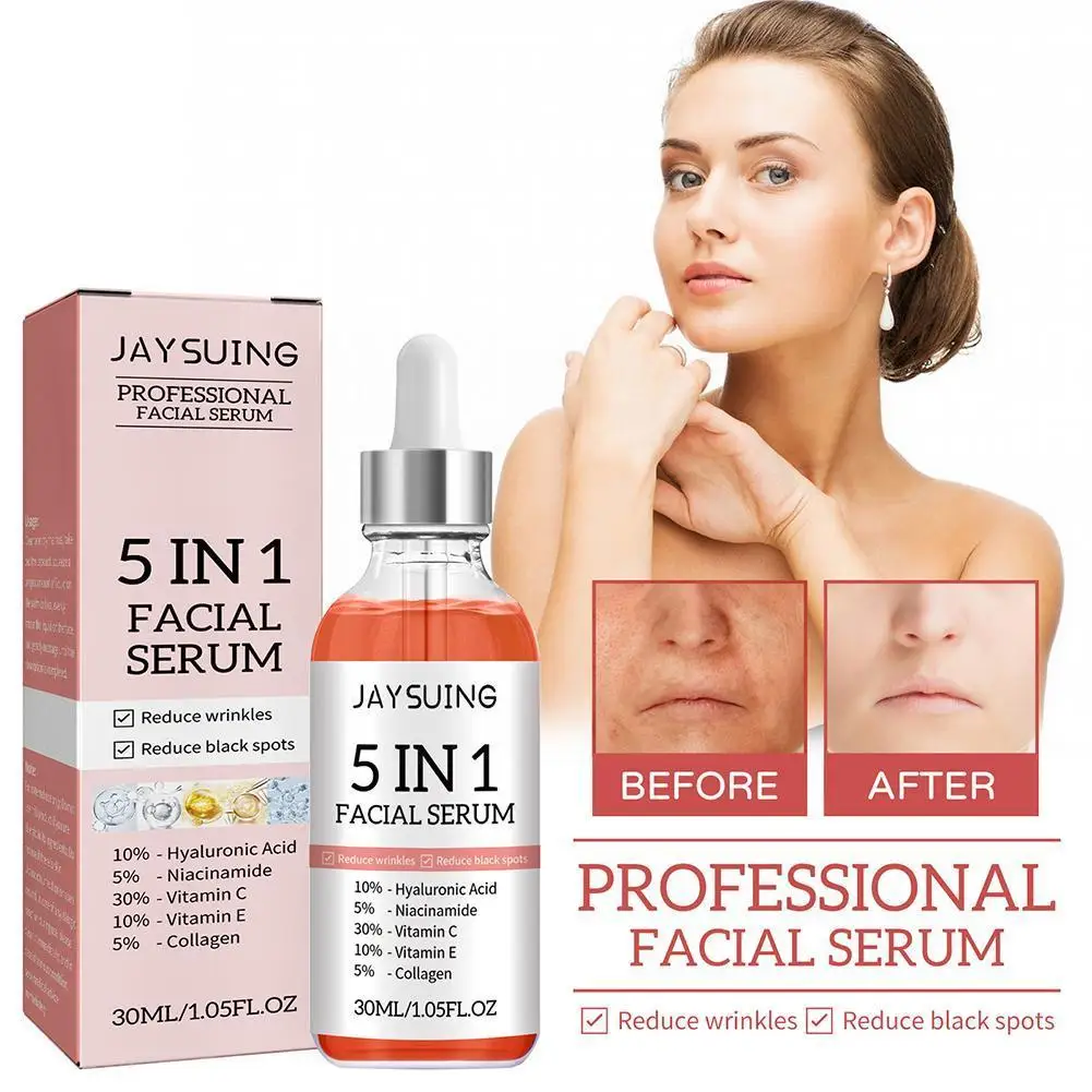 

Effective 5 IN 1 Face Serum Hyaluronic Acid Moisturizing Spots Anti Dark Whitening Collagen Essence Aging Nicotinamide Wrin P7H4