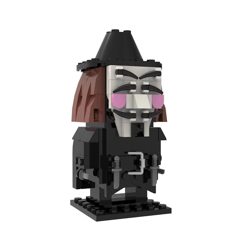 MOC Building Block V Word Vendetta Mask Jason Magic Hockey B1 Fighting Robot Toy Obi-Wan Square Head Collection Bricks Kids Toy view 6