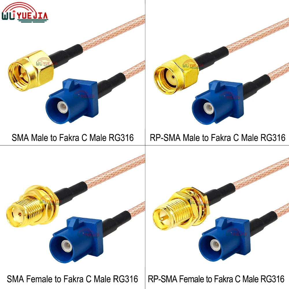 

Blue Fakra C Male to SMA Connector RG-316 Cable SMA RP-SMA Male Female to Fakra C RF Coax Cable Antenna Extension Jumper Pigtail