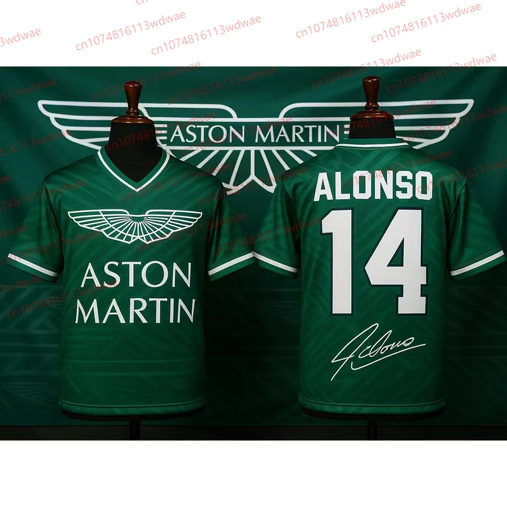 

Aston Martin T-Shirt Fernando Alonso No. 14 T-Shirt Spanish Racers Team Racing Suit Quick Drying Classic Retro Rugby Tee