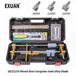 18/22/24MM Wooden Door Hole Opener Slotting Machine Multi-function Woodworking Wood Door Lock Mortise Template Fixture Tool Kit