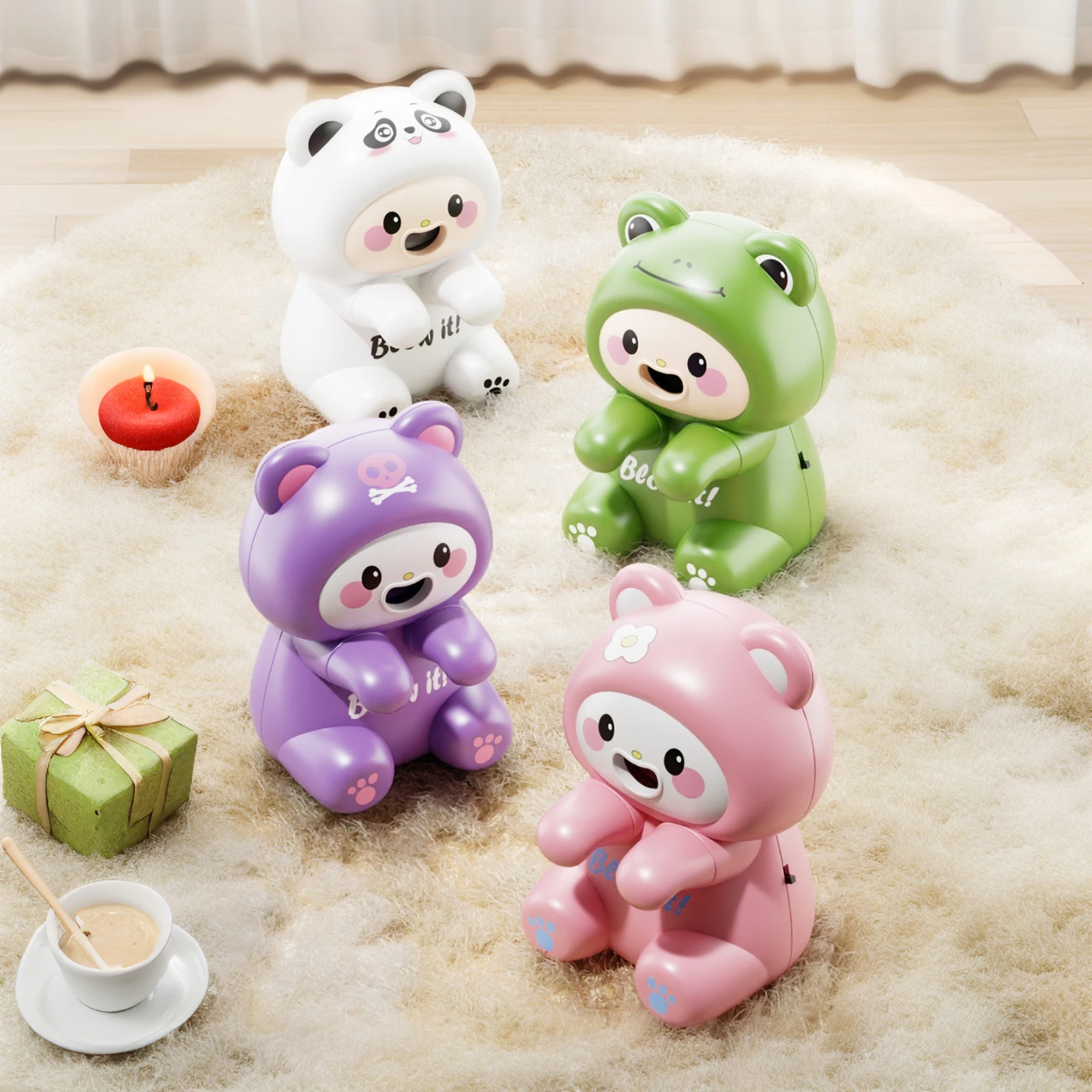 Clip-On Food Table Fan with Data Cable Cute Cartoon Frog Fans USB Rechargeable Food Cooler for Noodle Coffee Tea Hot Drinking