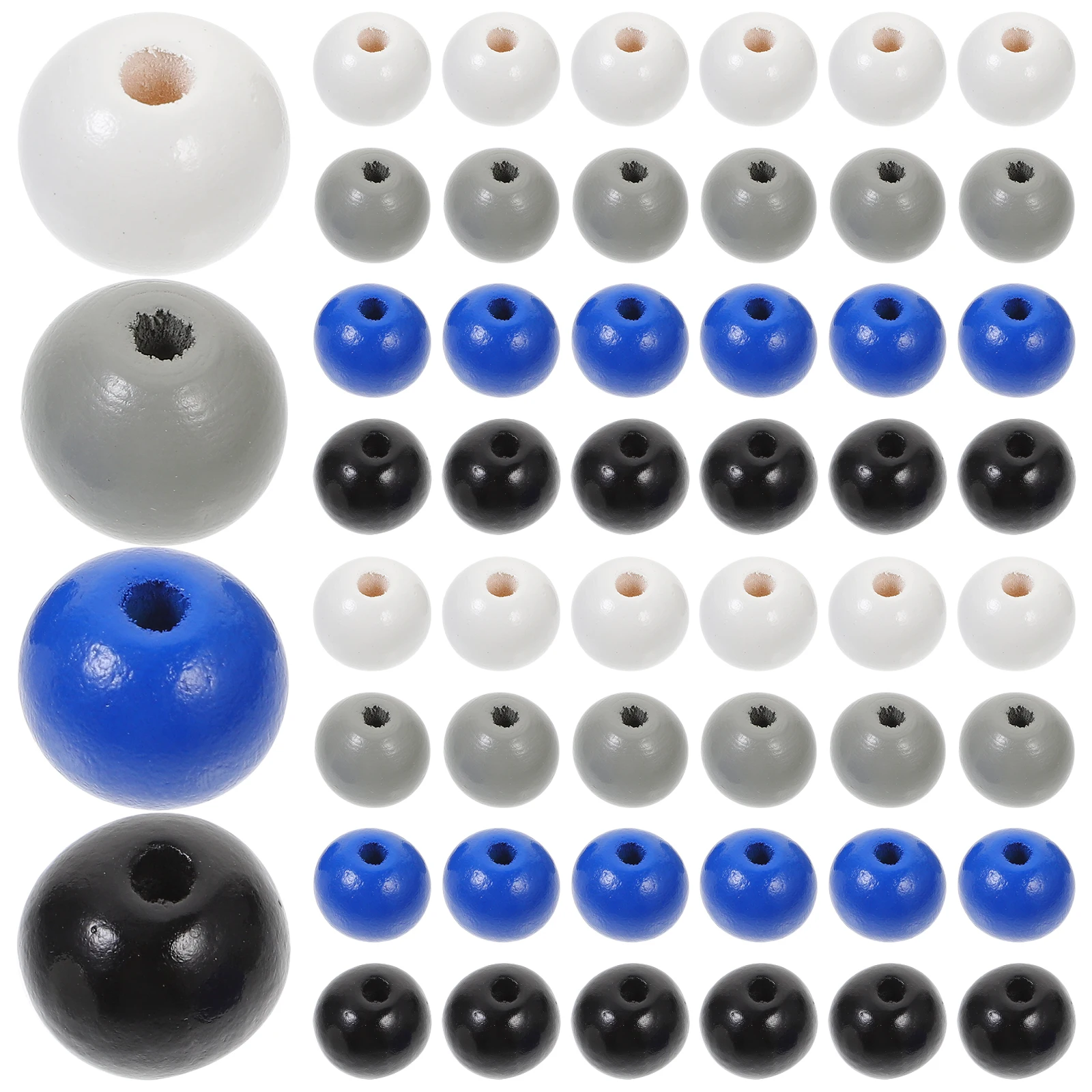 

Wooden Bead Decoration 4 Colors Smooth Surface DIY Craft Rope Making Accessories For Home Gray Blue Black