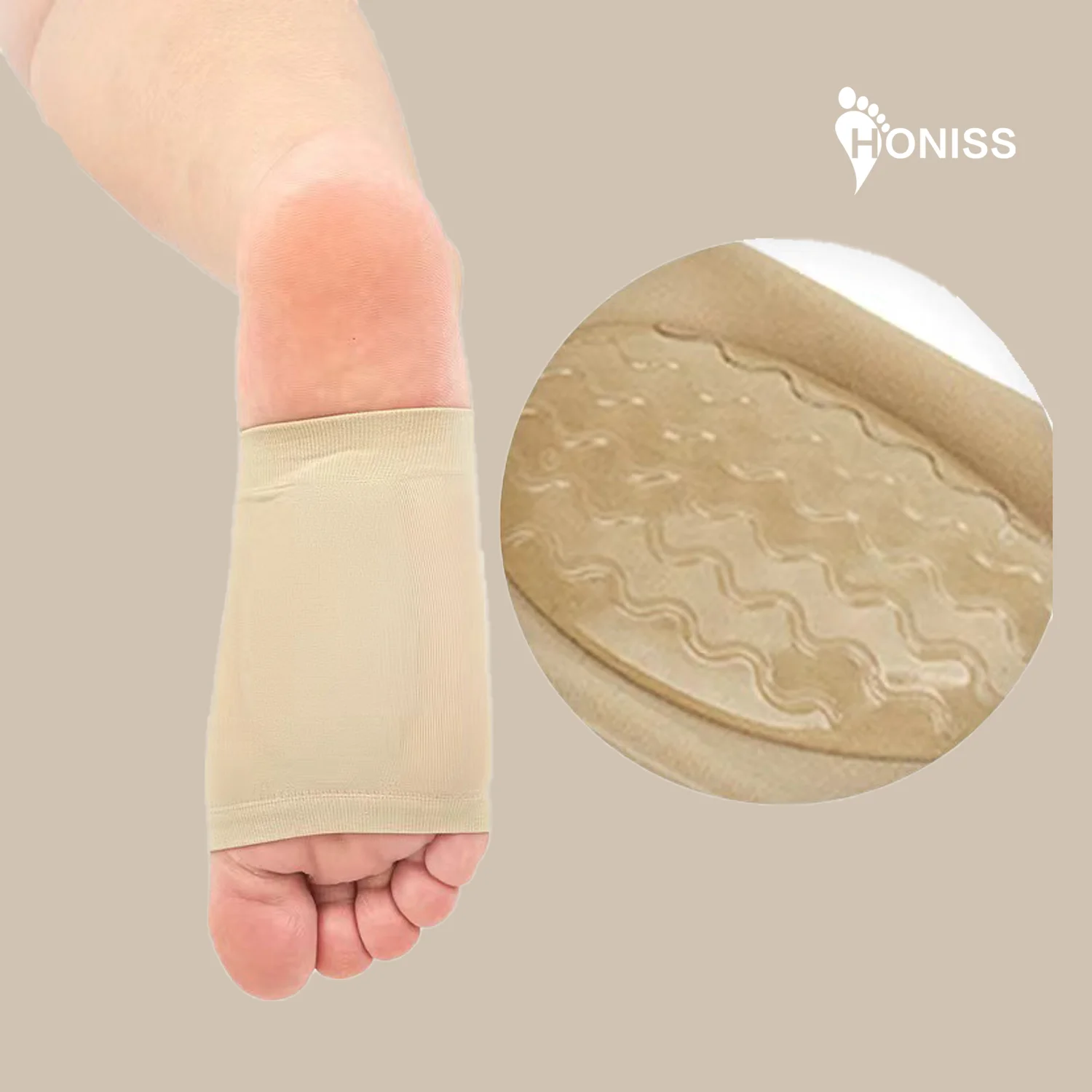 2 double elastic bandage arch socks front sole pads flat full arch support foot massage socks soft silicone insole