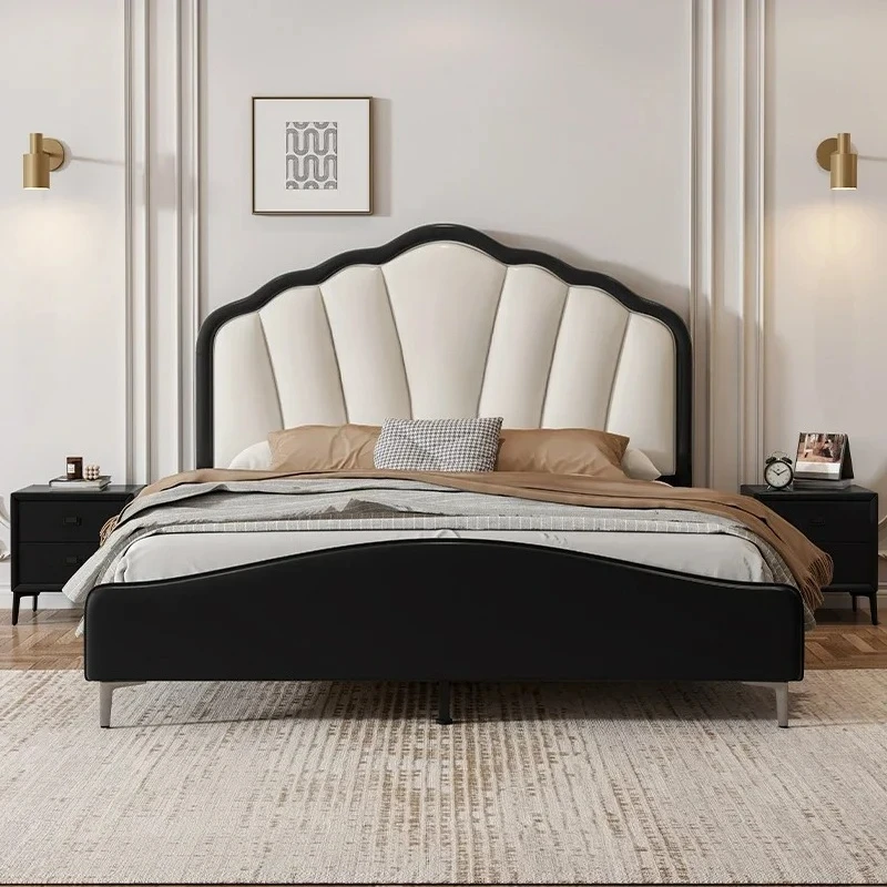 

a50 French Entry Lux Bed Modern Minimalist Master Bedroom Leather Double High-End Elegant Genuine Leather Princess Bed