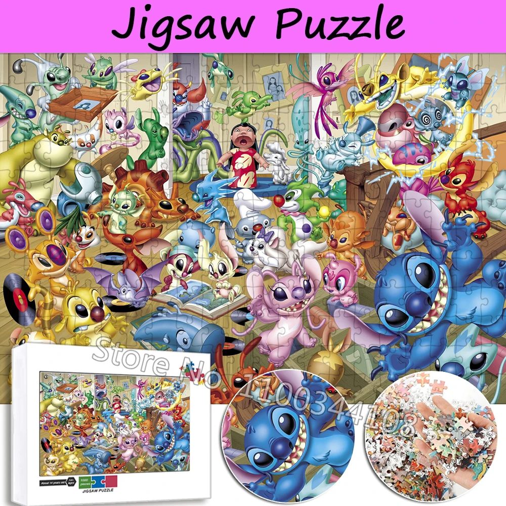 35/300/500/1000 Pieces Lilo Stitch Puzzles Disney Cartoon Jigsaw Puzzle for Adult Decompression Toys Children Educational Game