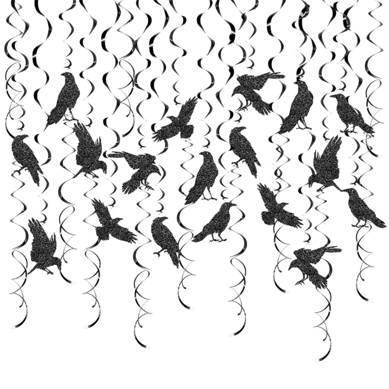 

Set of 30 Halloween Ceiling Spirals with Crows Decorations for Thrilling Party Drop shipping