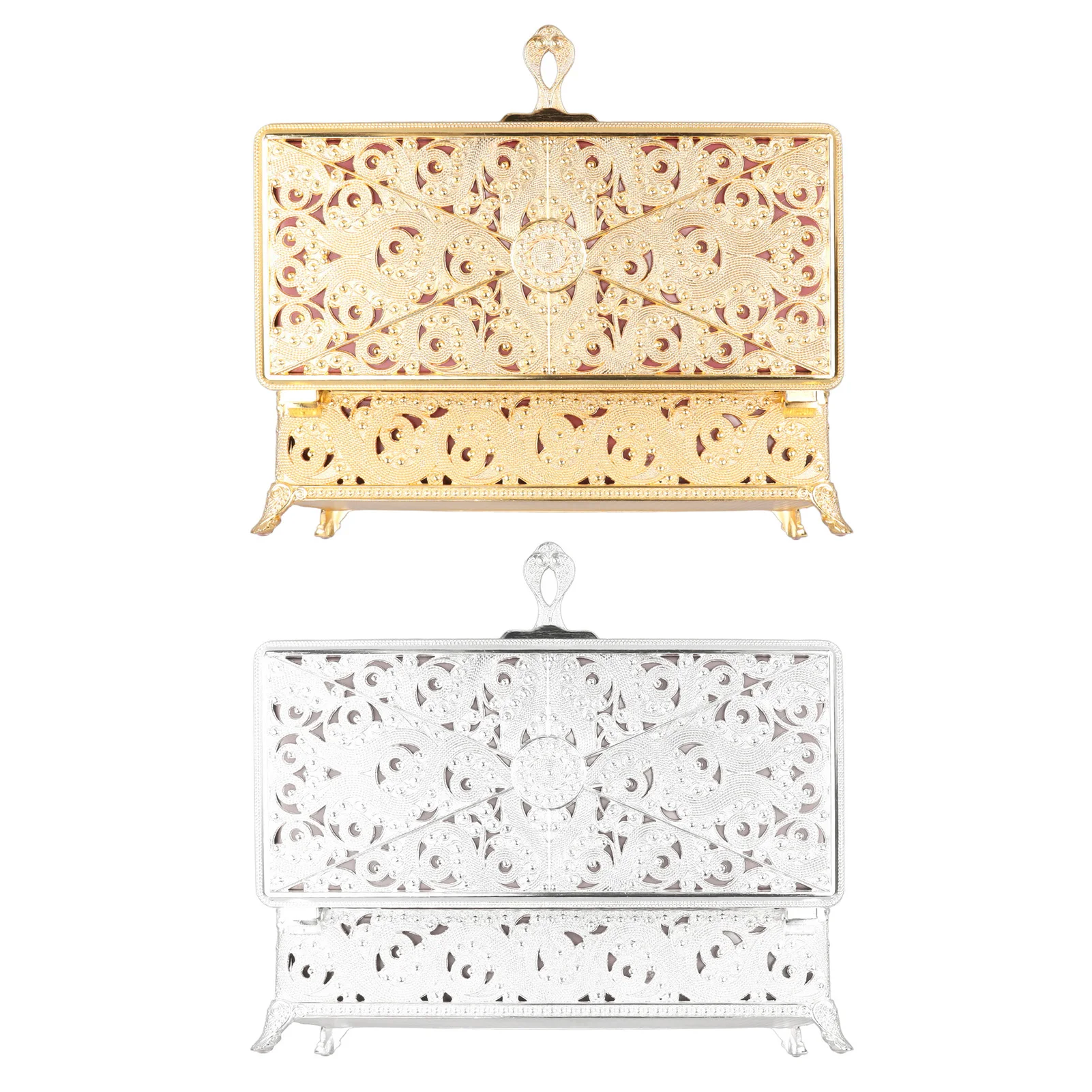 

Trinket Box Vintage Metal Jewelry Box Soft Velvet Rust Rectangular Trinket Box for Girl Women Necklace Earrings Rings