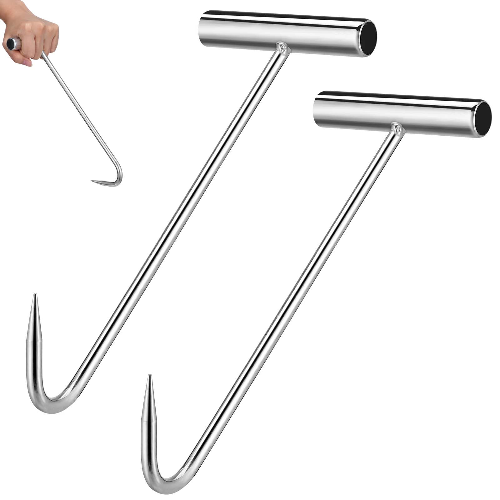 

2 Pcs Sewer Cover Bed Rail for Pulling Iron Grate Puller Lid Lifters Hooks Man Manhole Lifting Door
