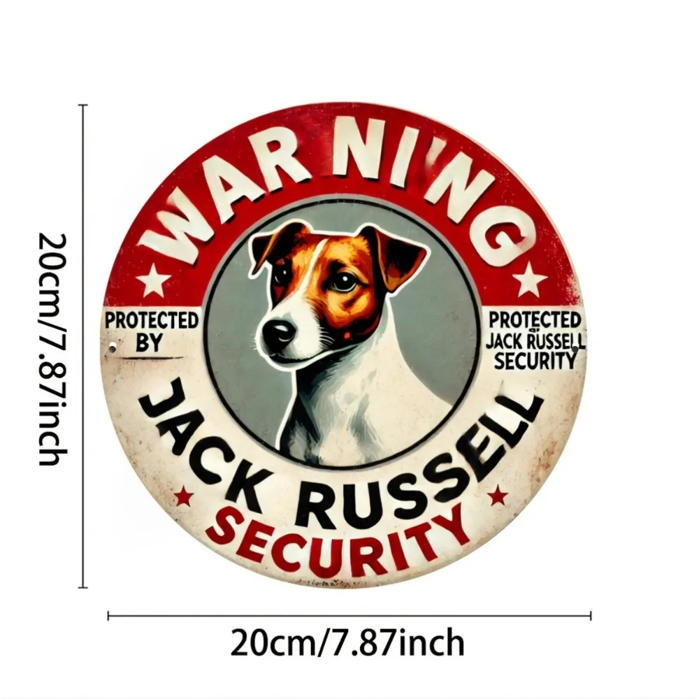 WarnIng Jack Russell Security Metal Sign 8x8 Inch Vintage Aluminum Plaque for Home Garage Cafe Bar
