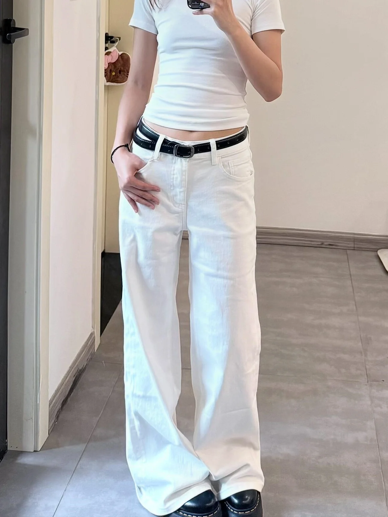 White High Waist Straight Leg Jeans Women's 2026 New Casual Versatile Slimming Loose Wide Leg Draping Floor-Length Pants