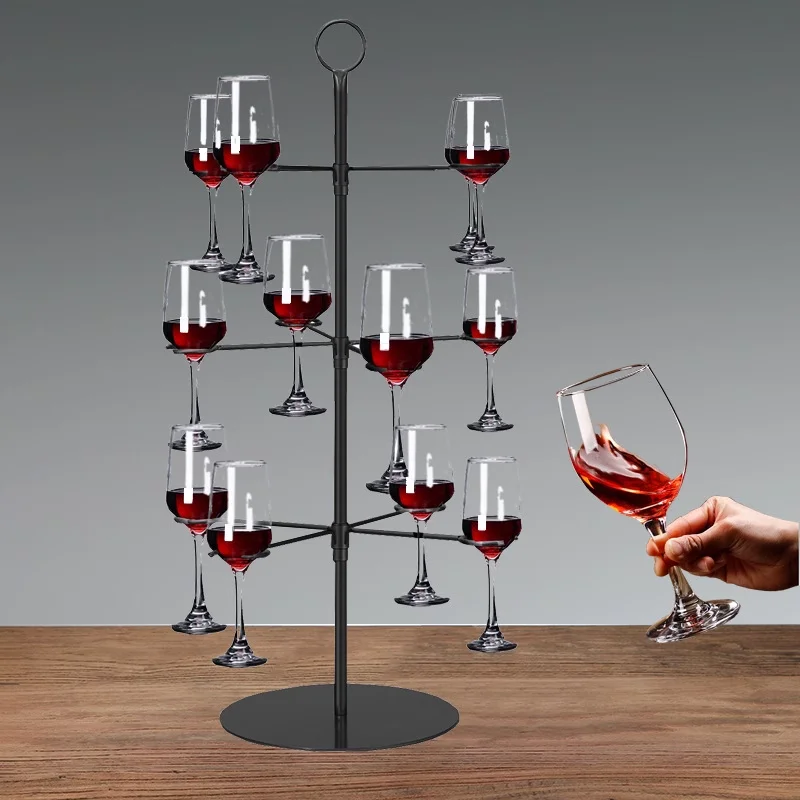 Multi-Functional 3 Tier Wine Glass Holder Freestanding Tabletop Storage Rack Cocktail Glass Tree Display Stand