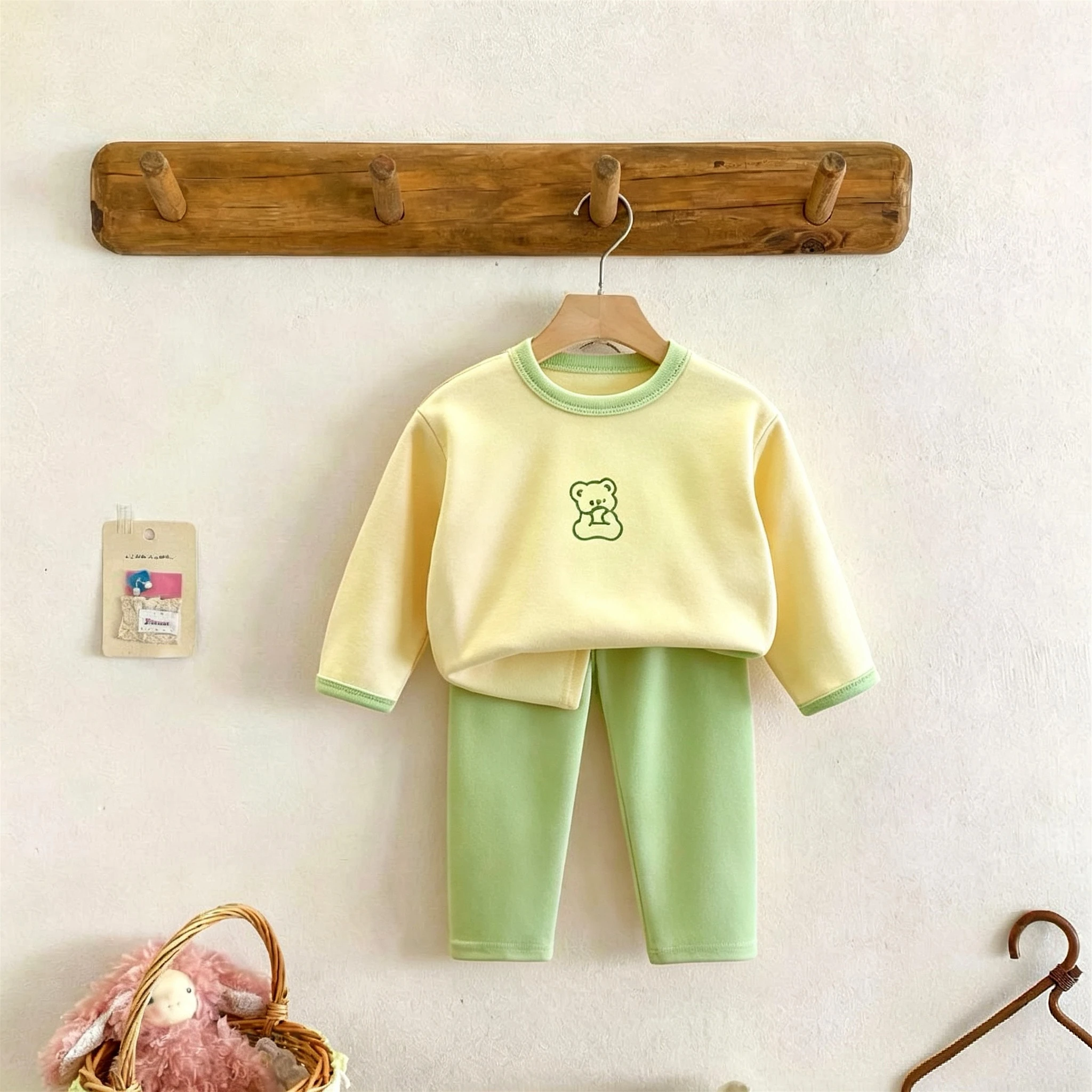 Kinderkleidung für 1-6 Jahre, Langarm-Anzug, einfaches, bequemes Unterwäsche-Set für Kleinkinder, Hauskleidung, Herbst-Pyjama-Set, 2-teiliges Set für Kinder – Detail 3