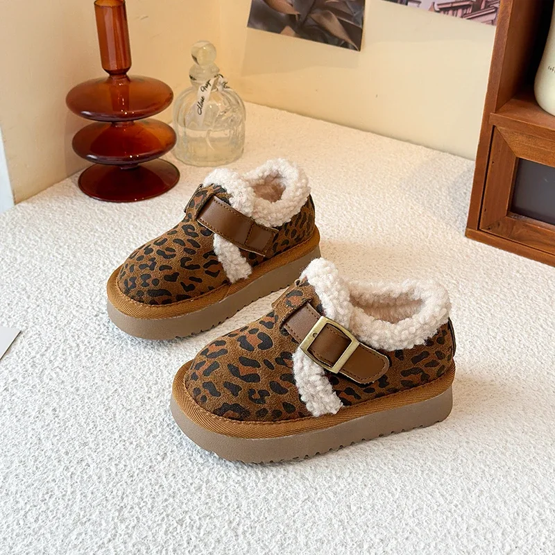 

Winter Outdoor Children's Warm Plush Boots Trend New Non-slip Girls Fashion Thermal Short Boots Causal Soft Kids Cotton Boots