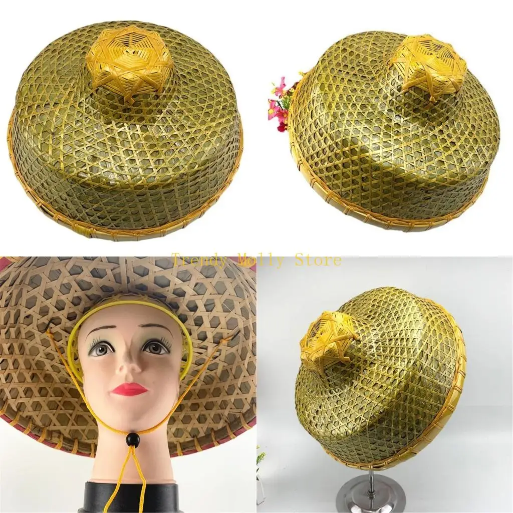 

N5KB Китайская шапка-кули для мужчин и женщин из натурального бамбука, древняя шапка-кули