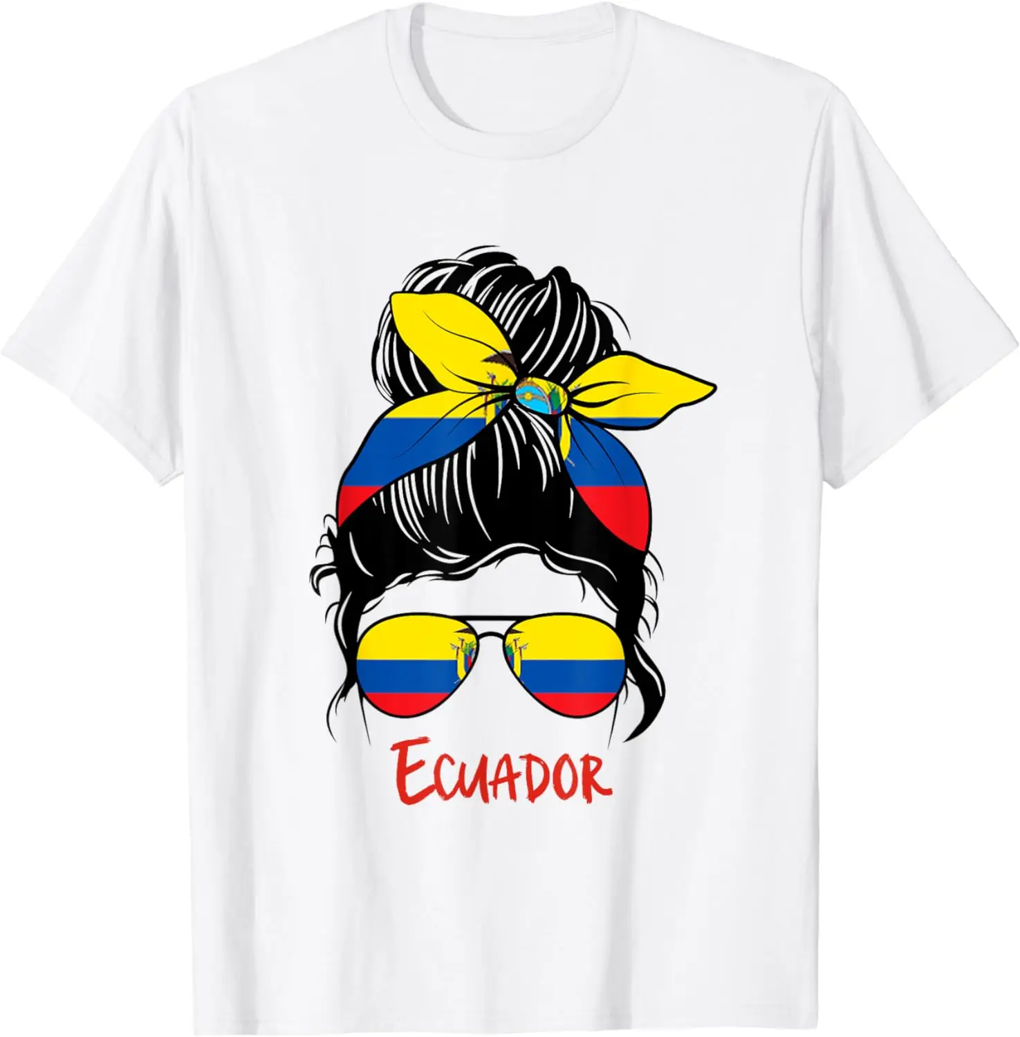 Ecuador Flag Girl T-Shirt White Short Sleeve for Unisex Sports Travel Hiking National Day Independence Day