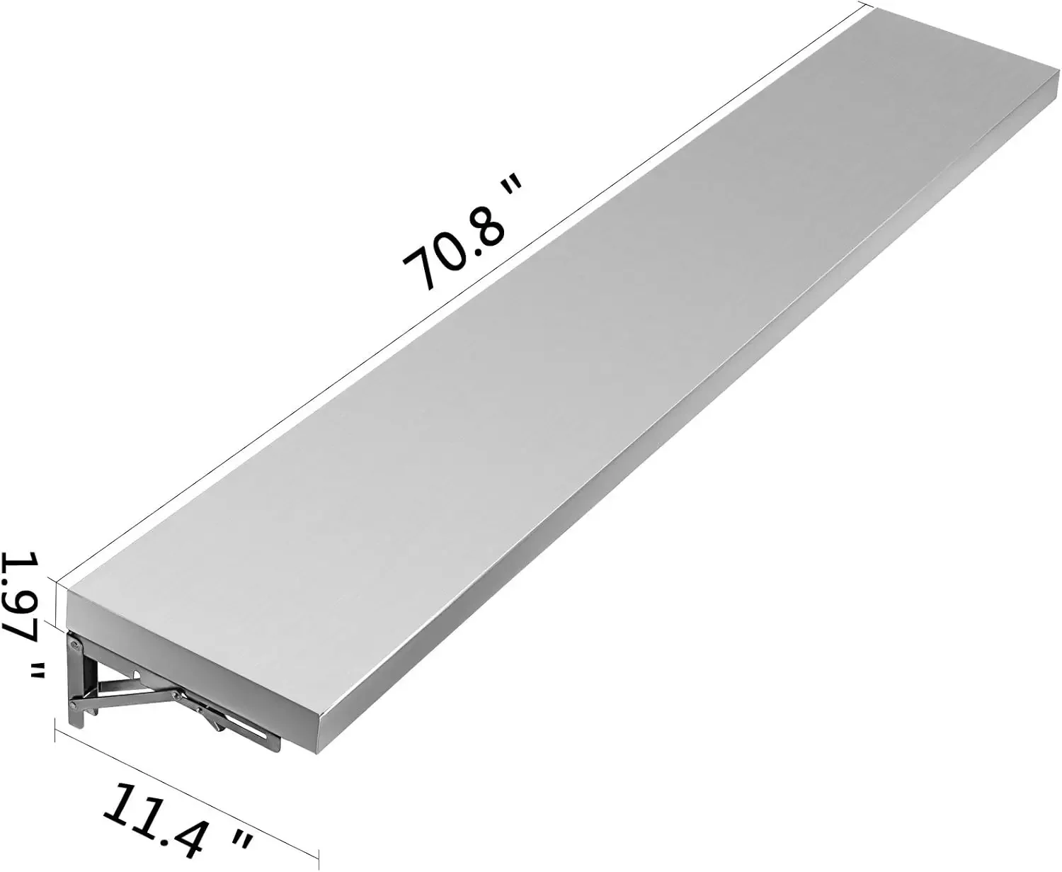 Concession Shelf 70.8L x 11.4W Inch with Stainless Steel Frame and Surface Board for Food Trailer Serving Window