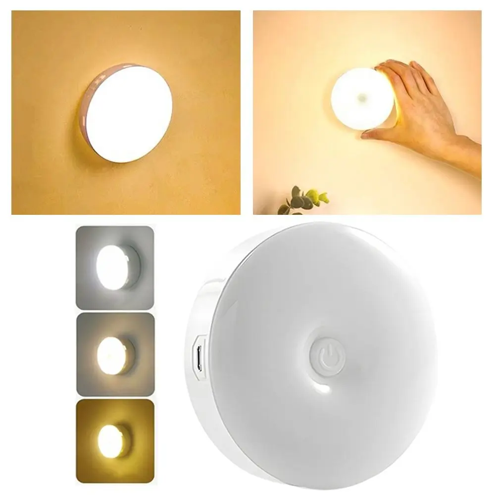 2 pezzi di luce notturna a LED senza punzonatura adesiva magnetica 3 temperature di colore luce per armadio protezione per gli occhi rotonda
