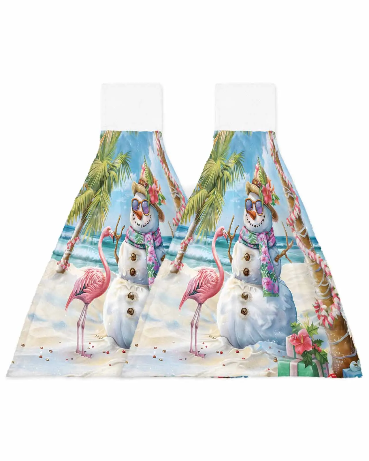 Christmas Snowman Hawaiian Flamingo Flowers Wipe Hand Towel Absorbent Hanging Towels Kitchen Wipe Dishcloths Bathroom Bath Wipe