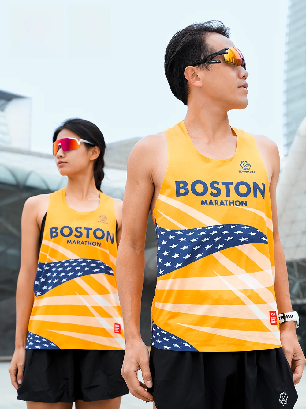 

Мужская беговая майка Sanken Professional Marathon Boston Series: быстросохнущая, дышащая, из полиэстера, для молодежи, спортивная одежда