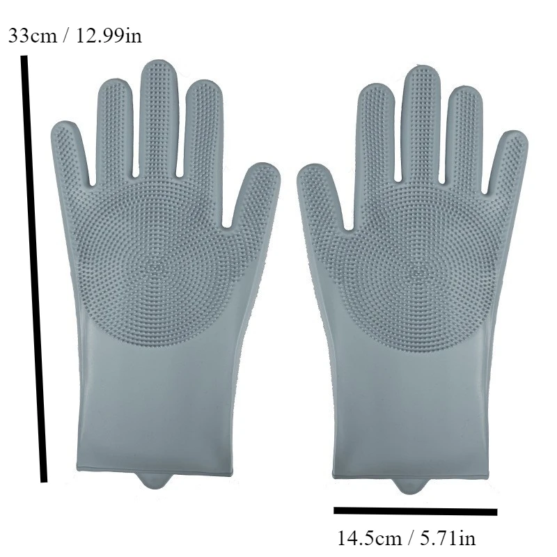 Dishwashing Cleaning Gloves Magic Silicone Rubber Dish Washing Gloves for Household Sponge Scrubber Kitchen Cleaning Tools