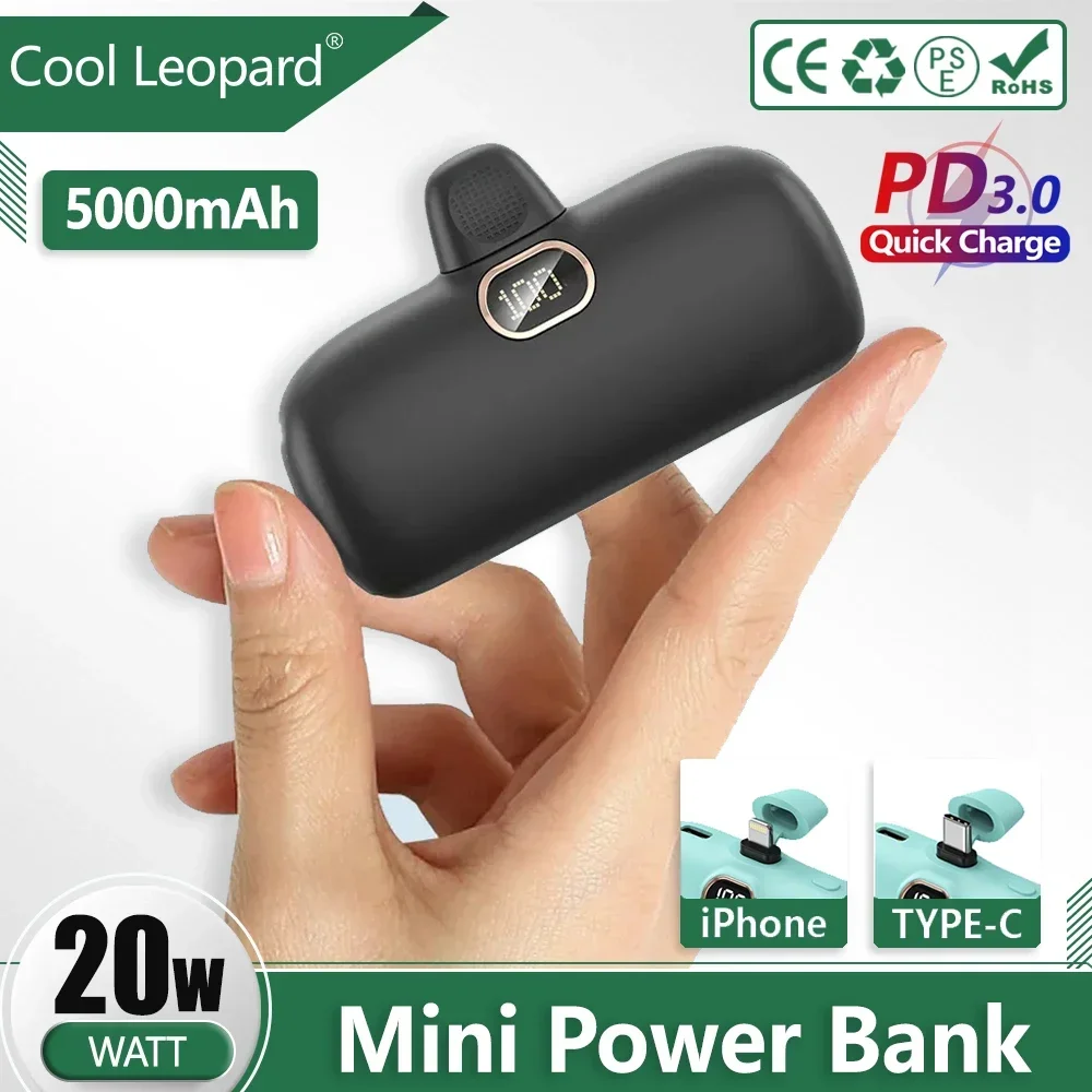 

Mini Power Bank 5000mAh PowerBank QC PD Fast Charging For iPhone 15 14 13 Batterie Externe Portable Charger For Samsung