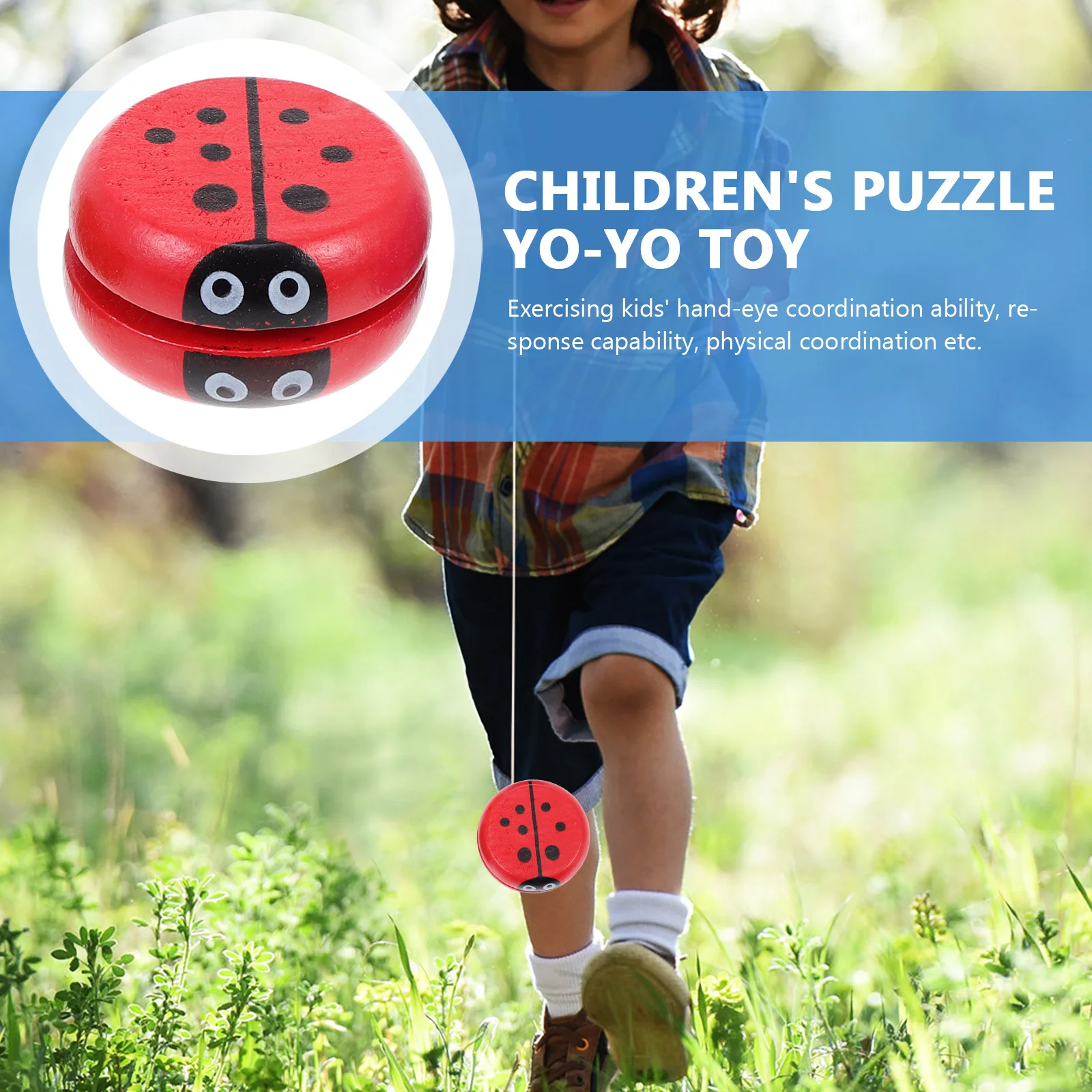 

4Pcs Wooden Yo-Yo for Kids Smooth Safe Design Finger Dexterity Educational Outdoor Plaything Lovely Pattern Children's Creative