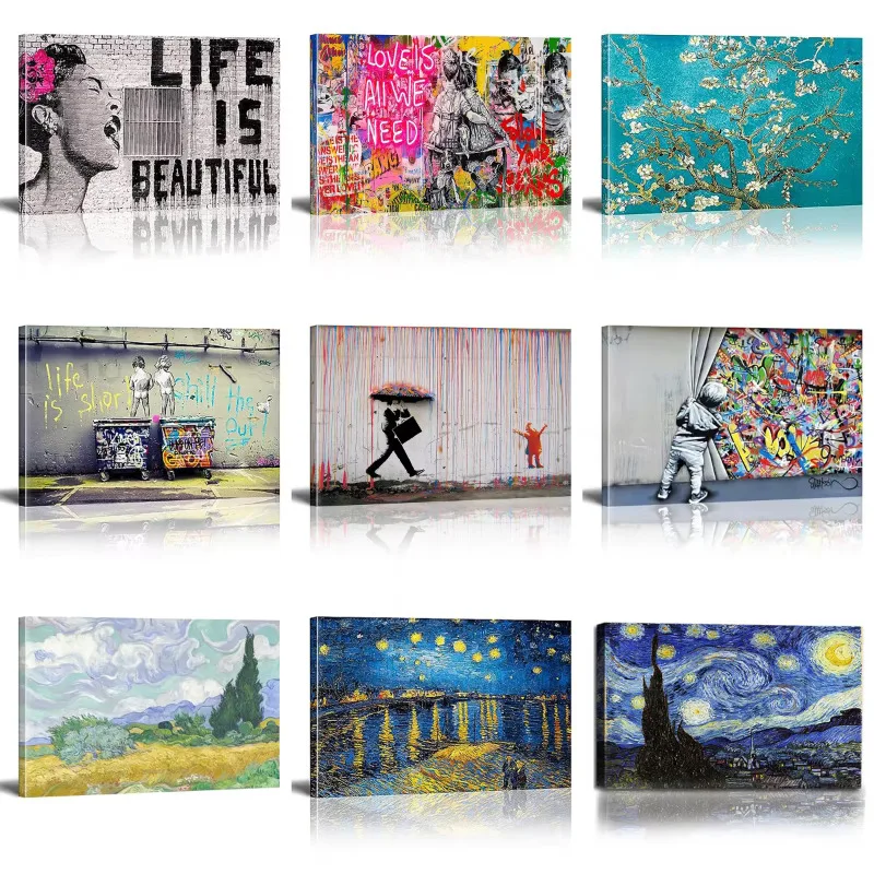 

Banksy Graffiti Wall Art Posters Paintings Street Graffiti Art Canvas Printings Inspirational Pictures Kids Boy Bedroom Decor