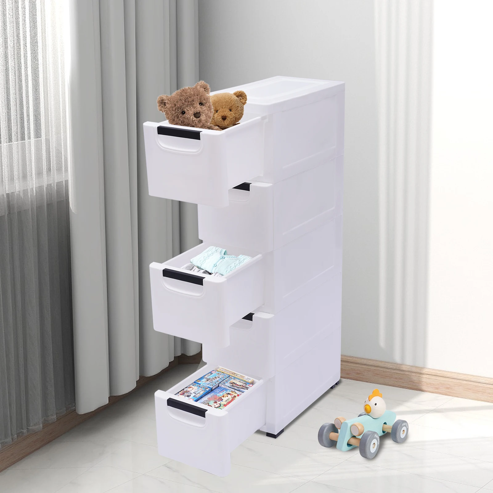 

Wardrobe Vertical Dresser Storage Organizer Tower With 5 Drawers Closet