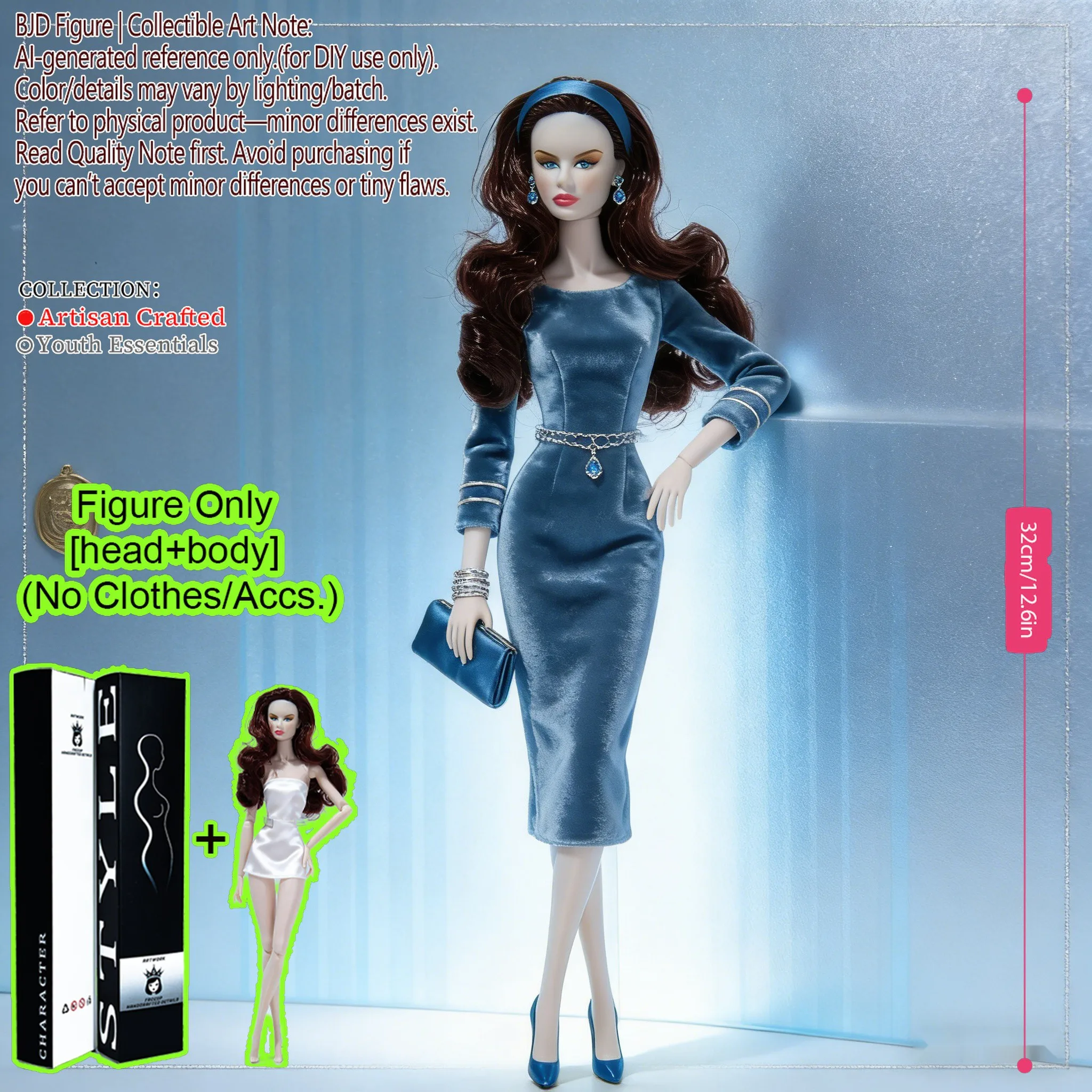 12 Inch 1/6 BJD MJD 12 Joint Supermodel Posable Fashion Figure Smooth Skin Texture Collectible No Clothes