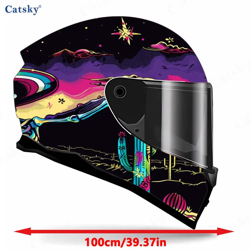 Hippy Skull Print Helmet stickers , PVC Material Multifunctional Helmet Stickers, Scratch-Resistant & Fade-Proof, Easy to Stick