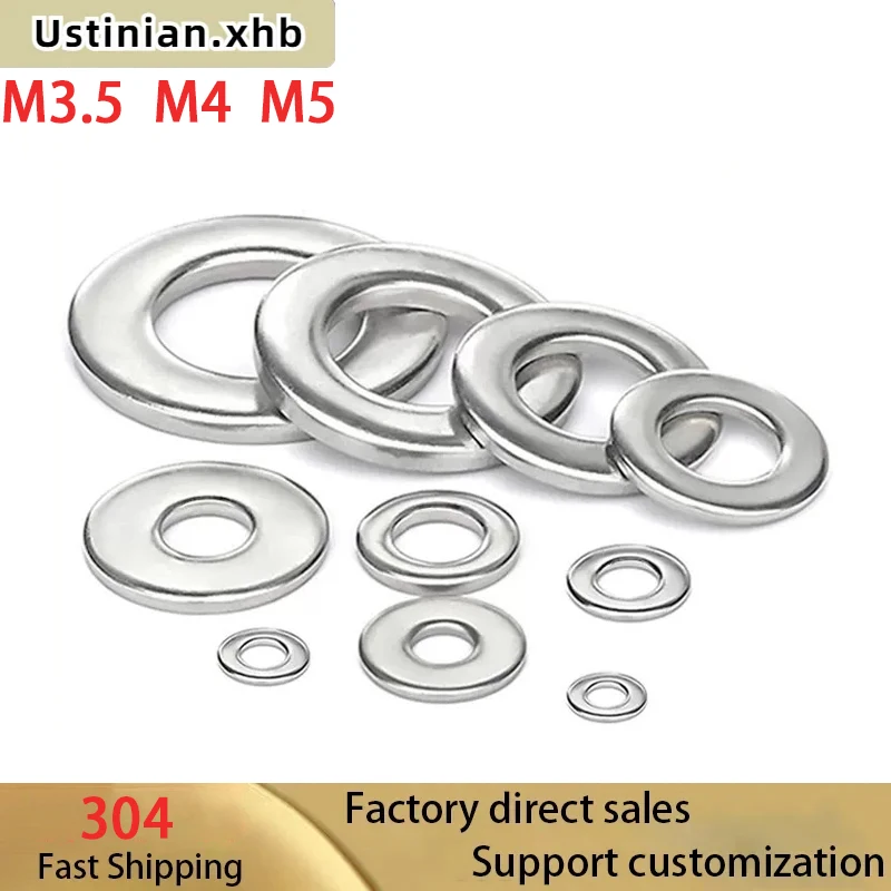 M3.5/ M4/ M5  Large Flat Washer 304 Stainless Steel Big Metal Gasket Meson Plain Washers Din9021