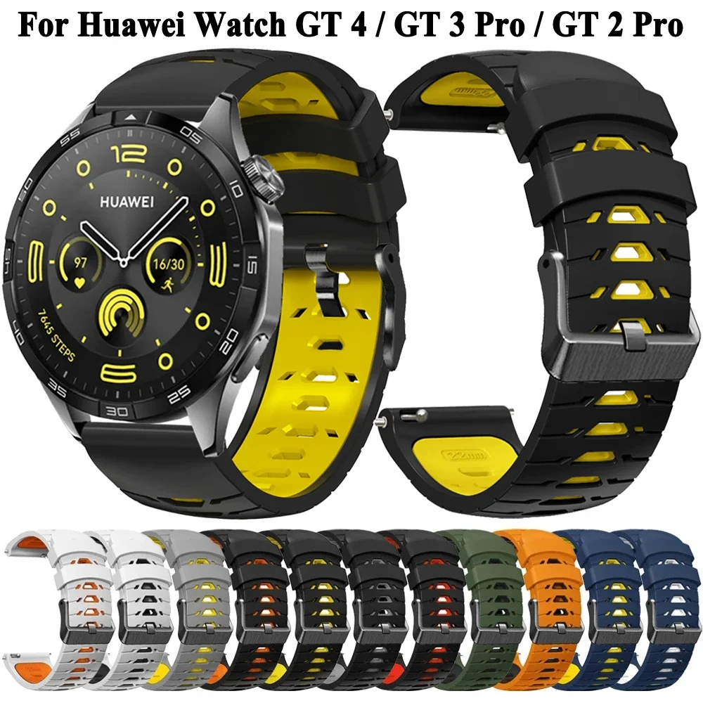 two-tone Silicone Strap For Huawei Watch GT4 GT 4 46mm/GT2 Pro 2e/GT3 Pro 46mm/Huawei Watch 4 Pro Wristband Accessories Bracelet