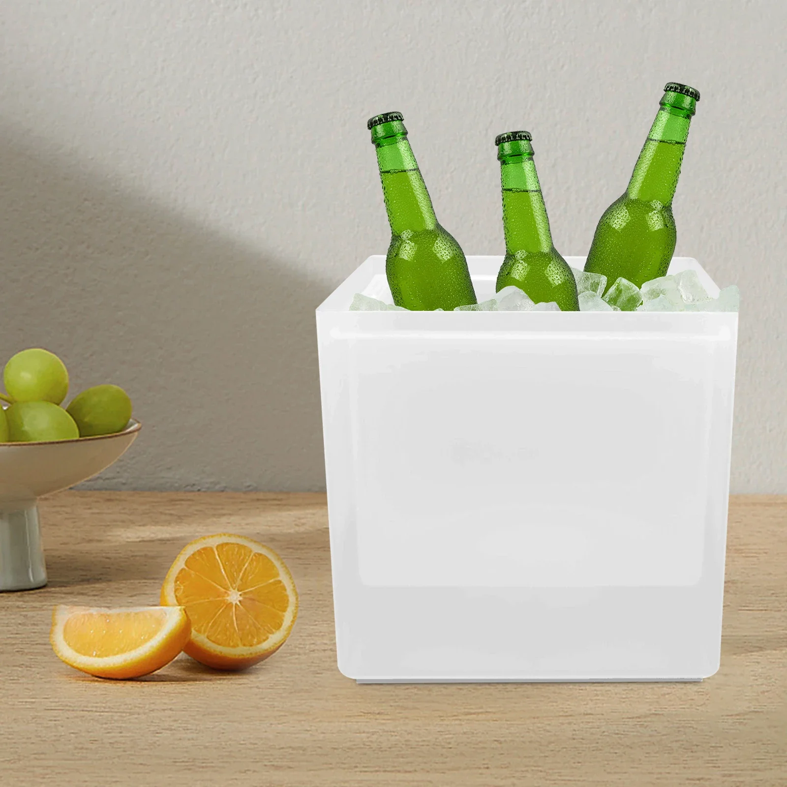 Cubo de hielo LED Cubo de hielo multicolor Cubo de gran capacidad de 3,5 L Cuerpo de cubo de doble capa Adecuado para familias, lugares de actividades